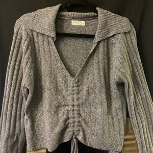 Grey knit drawstring top